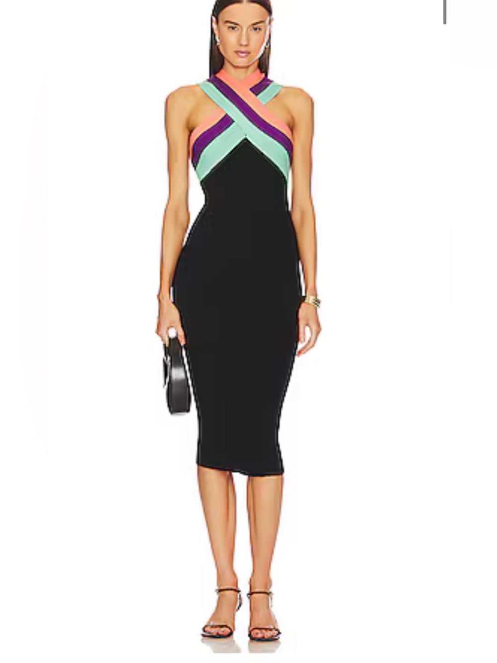 NWT! Le Superbe Size S • Dragon Fruit Black Sleeveless Midi Sweater Dress.
